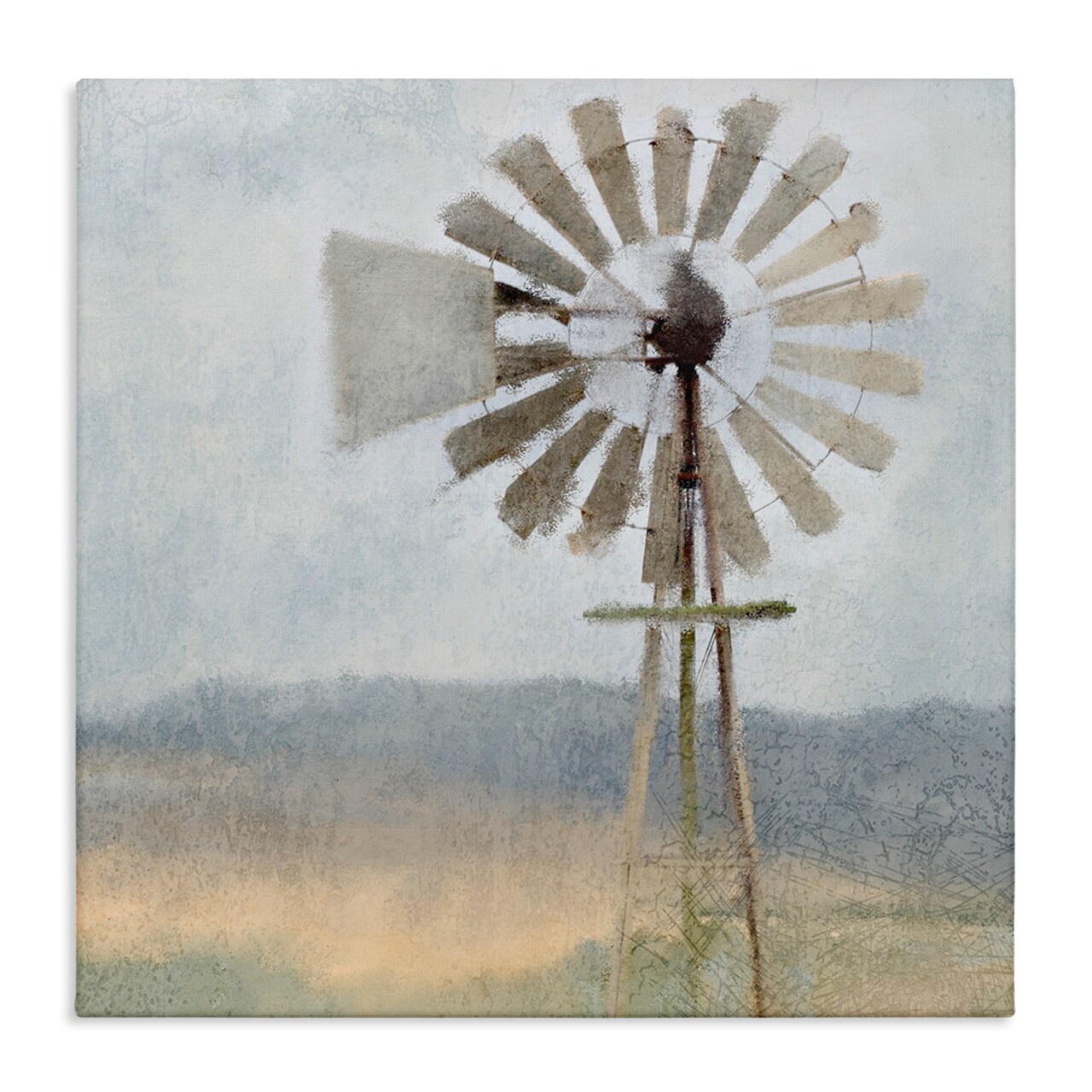 Stupell Industries Neutral Blue Windmill Breeze Canvas Wall Art